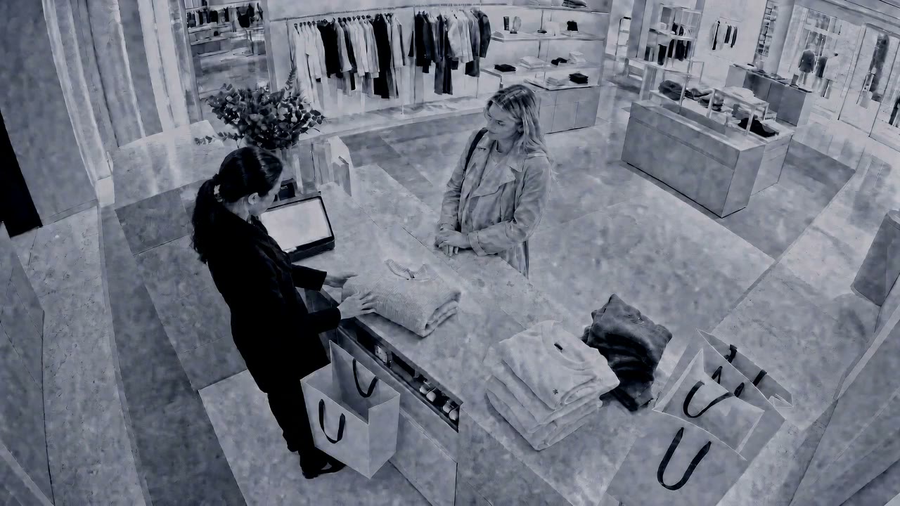 No-scan detection at a fashion store register — camera cross-checked against the POS record
